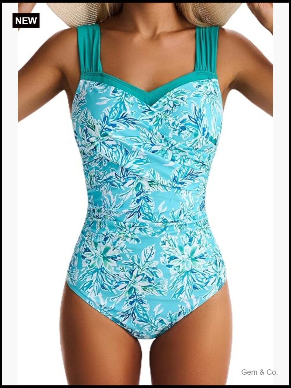 Tummy Control One Piece Swimsuit Wide Straps Full Coverage Swimwear
